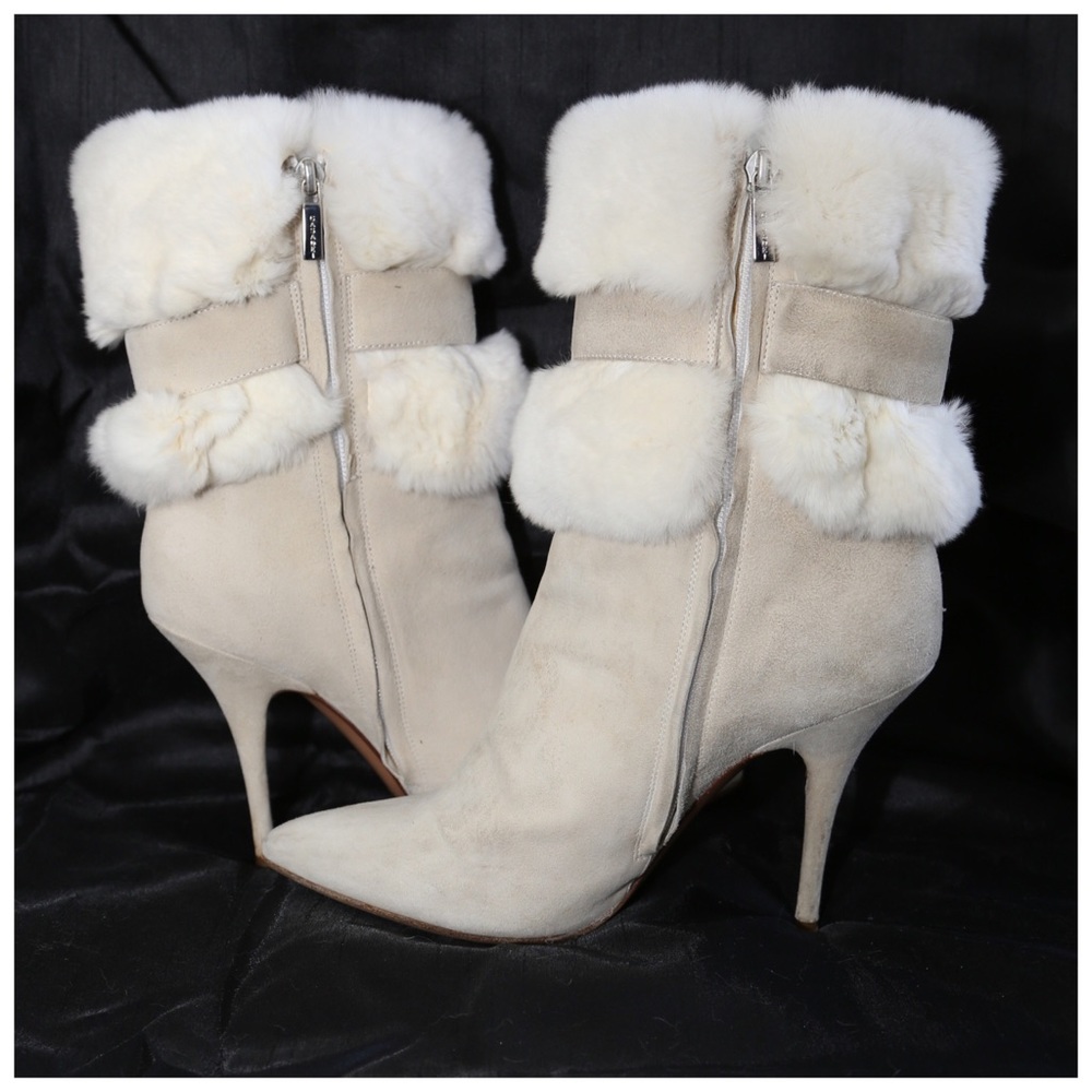 Casadei Lambskin Suede Fur Boots 8.5 - Picture 6 of 8